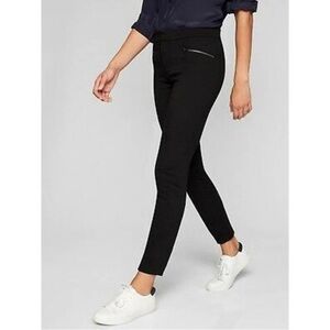 Athleta Size 4 Ponte Moto 2.0 Black Pants Zipper Pockets 868912-00 Flex
